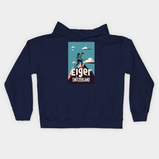 A Vintage Travel Art of Eiger - Switzerland Kids Hoodie